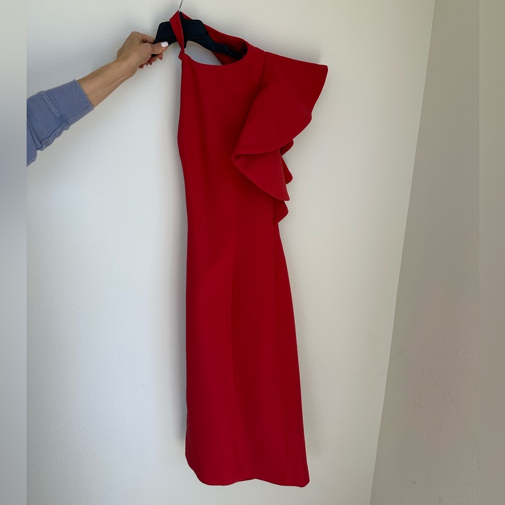 C/MEO Collective Midi One Sleeve Coral Dress